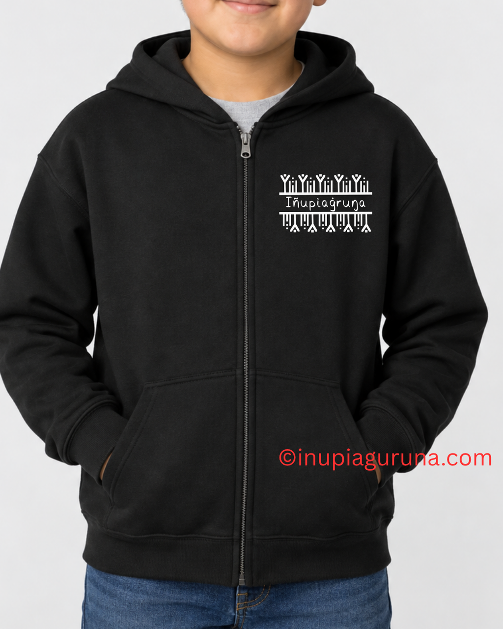 Iñupiaġuruŋa — I Am Iñupiaq Youth Full-Zip Hoodie