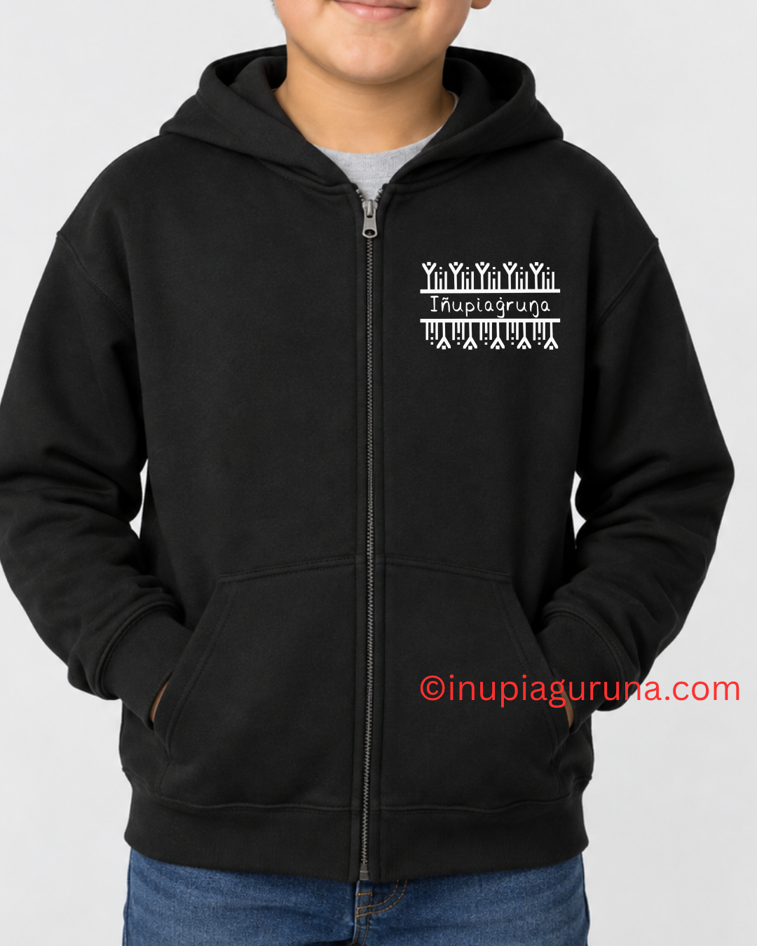 Iñupiaġuruŋa — I Am Iñupiaq Youth Full-Zip Hoodie